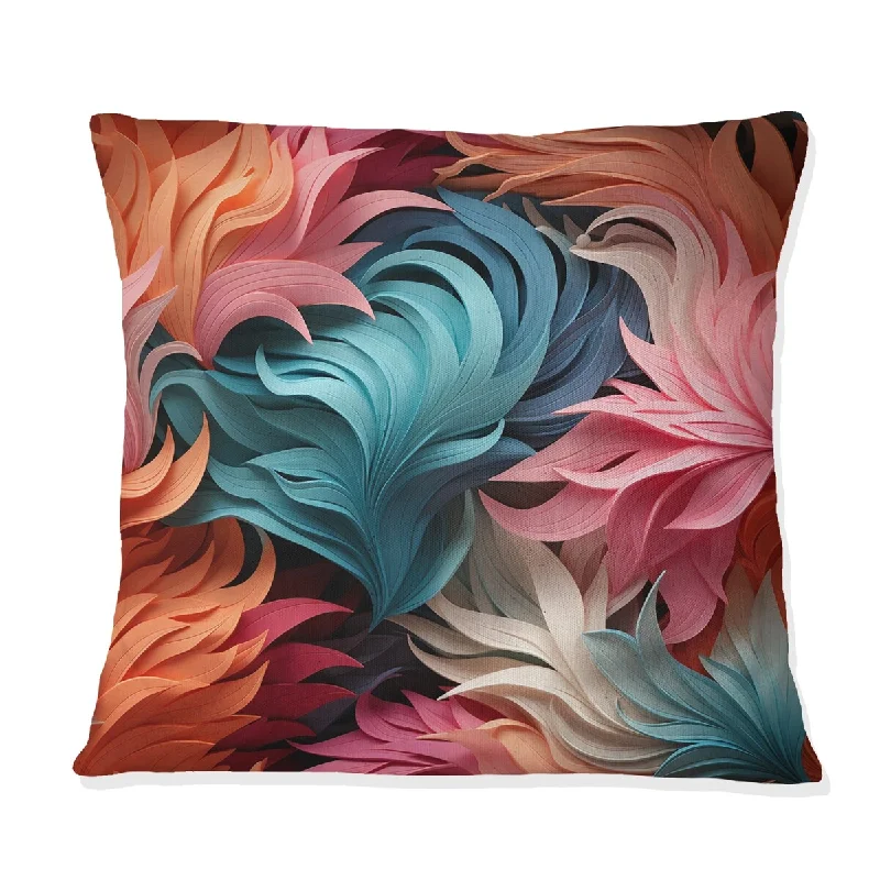 Designart "Coral Illusion Tropical Pattern III" Tropical Printed Throw Pillow