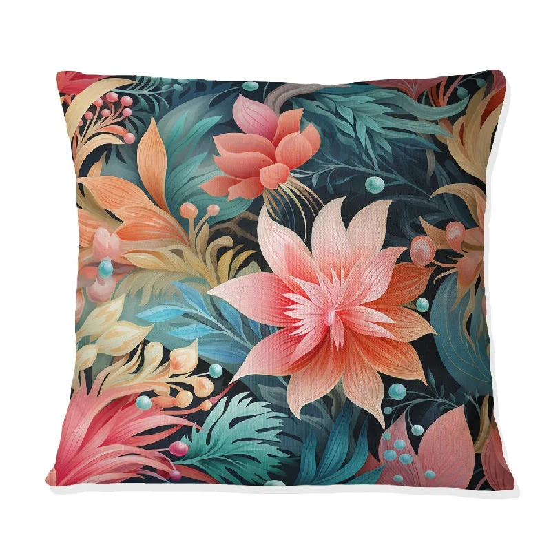 Designart "Coral Illusion Tropical Pattern IV" Tropical Printed Throw Pillow