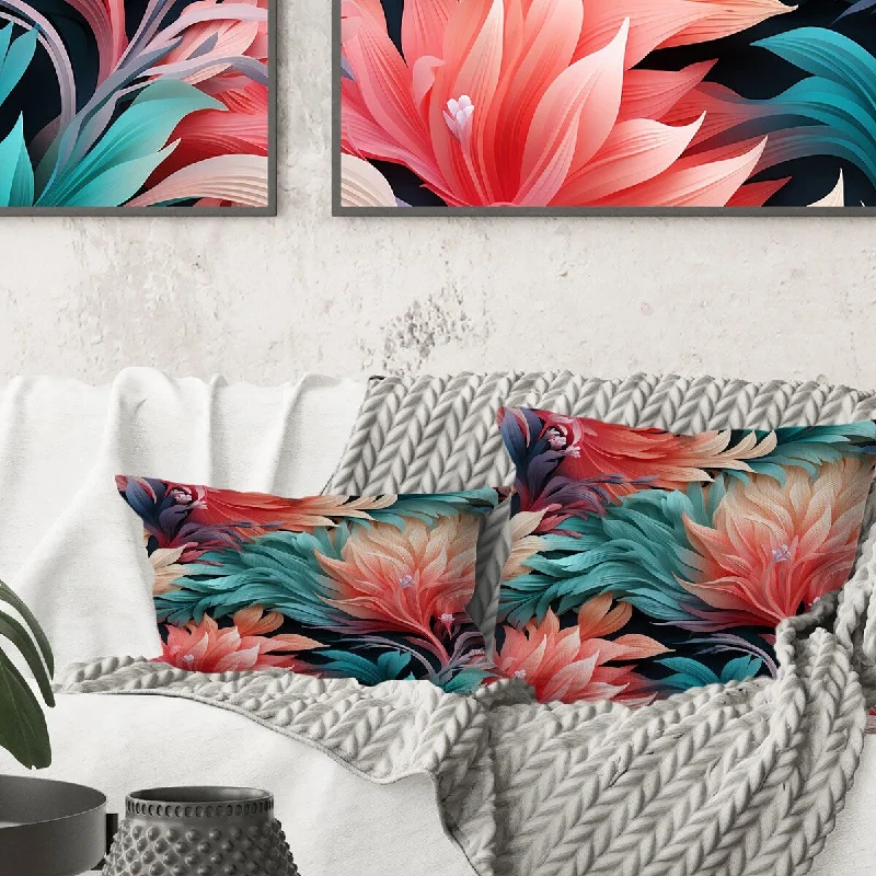 Designart "Coral Illusion Tropical Pattern V" Tropical Printed Throw Pillow