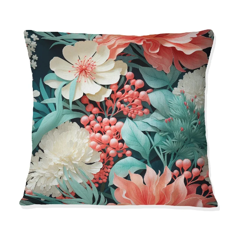 Designart "Coral Serenade Tropical Pattern I" Tropical Printed Throw Pillow