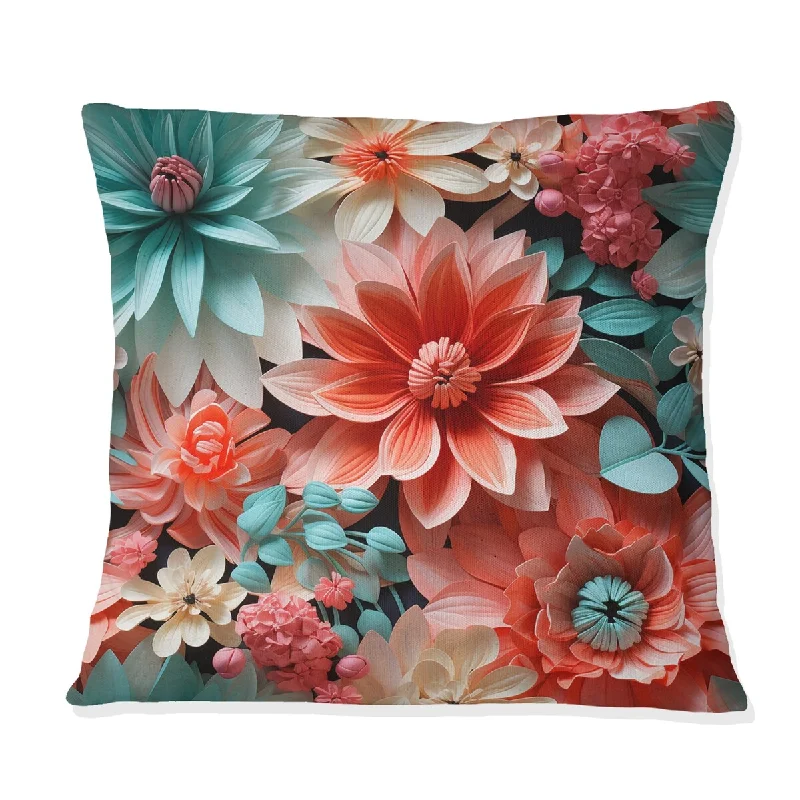 Designart "Coral Serenade Tropical Pattern" Tropical Printed Throw Pillow