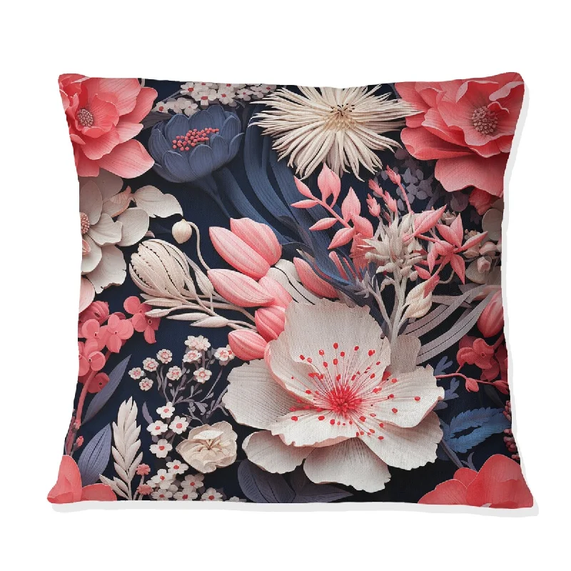 Designart "Coral Twilight Iv Tropical Pattern II" Tropical Printed Throw Pillow