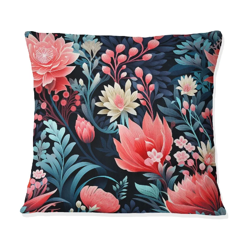 Designart "Coral Twilight Iv Tropical Pattern III" Tropical Printed Throw Pillow