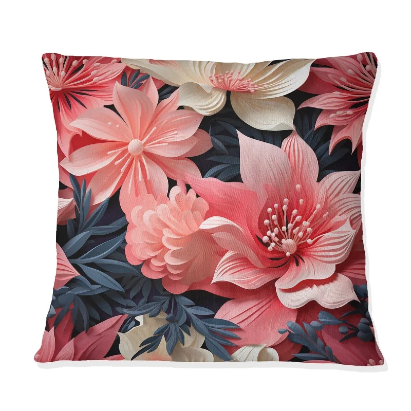 Designart "Coral Twilight Iv Tropical Pattern" Tropical Printed Throw Pillow