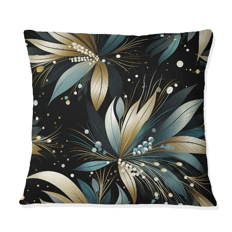 Designart "Deep Black And Silver Elegance" Glam Printed Throw Pillow