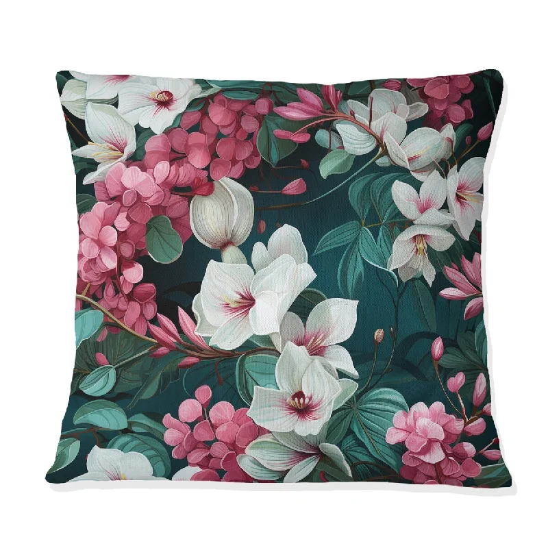 Designart "Exotic Vines Tropical Pattern" Tropical Printed Throw Pillow