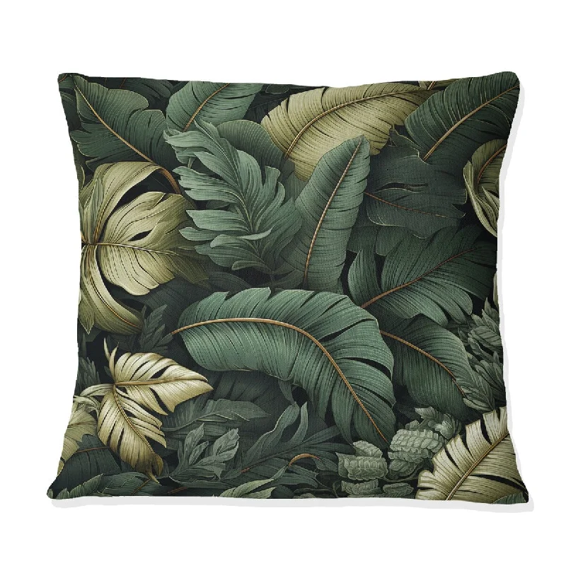 Designart "Green Banana Leaf Bliss Tropical Pattern IV" Tropical Printed Throw Pillow