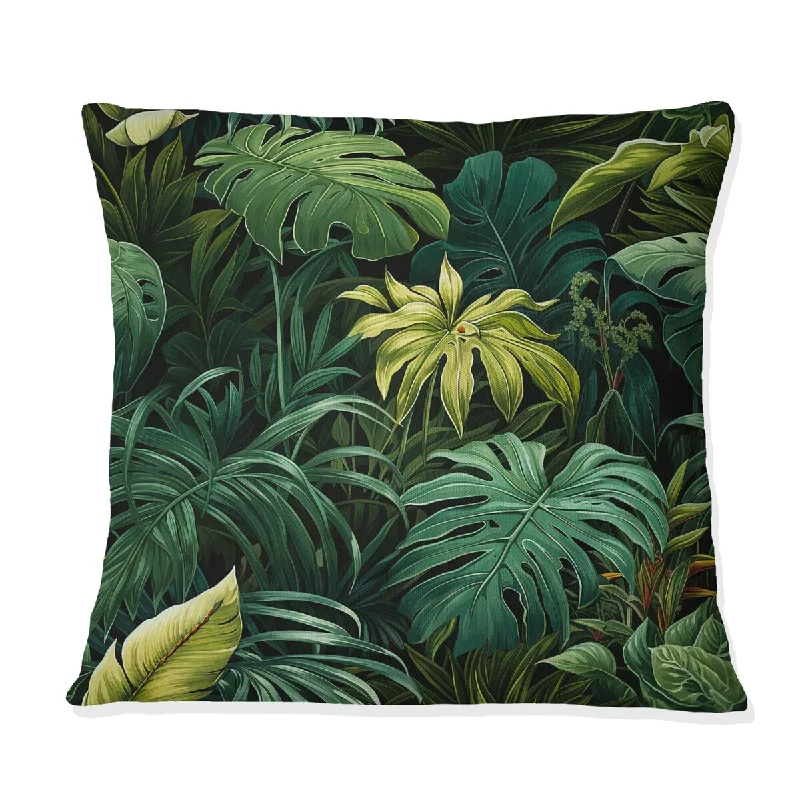 Designart "Jungle Canopy Tropical Pattern" Tropical Printed Throw Pillow