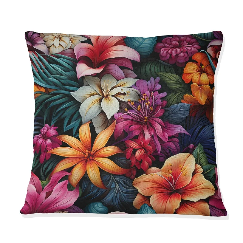 Designart "Jungle Splendor Tropical Pattern I" Tropical Printed Throw Pillow