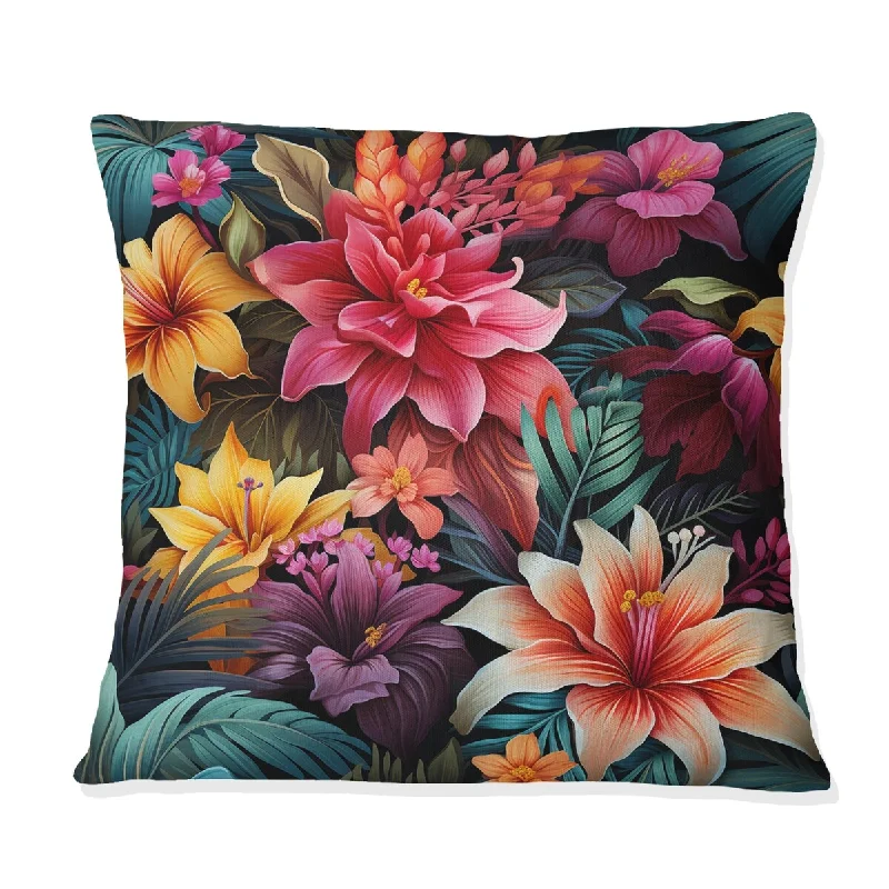 Designart "Jungle Splendor Tropical Pattern II" Tropical Printed Throw Pillow