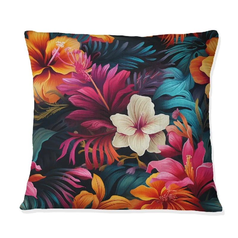 Designart "Jungle Splendor Tropical Pattern III" Tropical Printed Throw Pillow