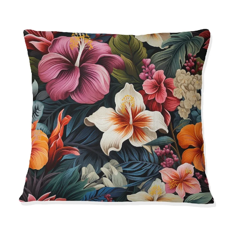 Designart "Jungle Splendor Tropical Pattern IV" Tropical Printed Throw Pillow