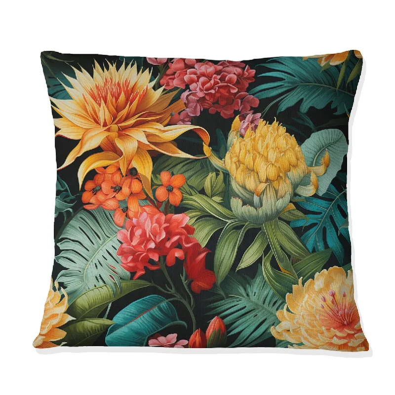 Designart "Jungle Splendor Tropical Pattern" Tropical Printed Throw Pillow