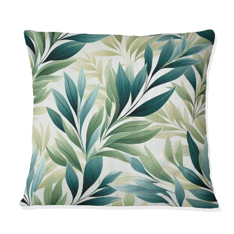 Designart "Leafy Tranquility Tropical Pattern I" Tropical Printed Throw Pillow