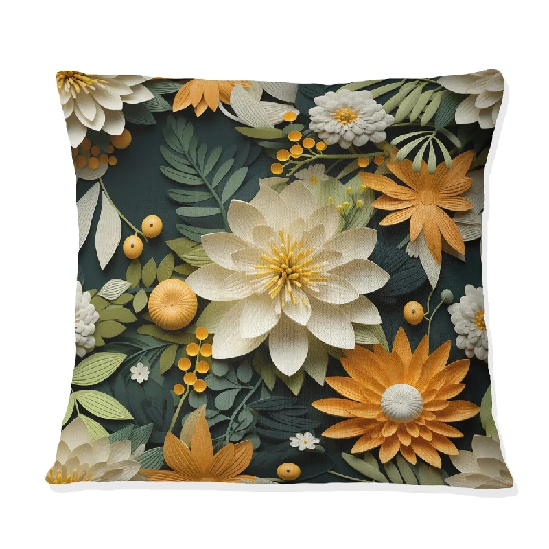 Designart "Mango Bloom Tropical Pattern III" Tropical Printed Throw Pillow