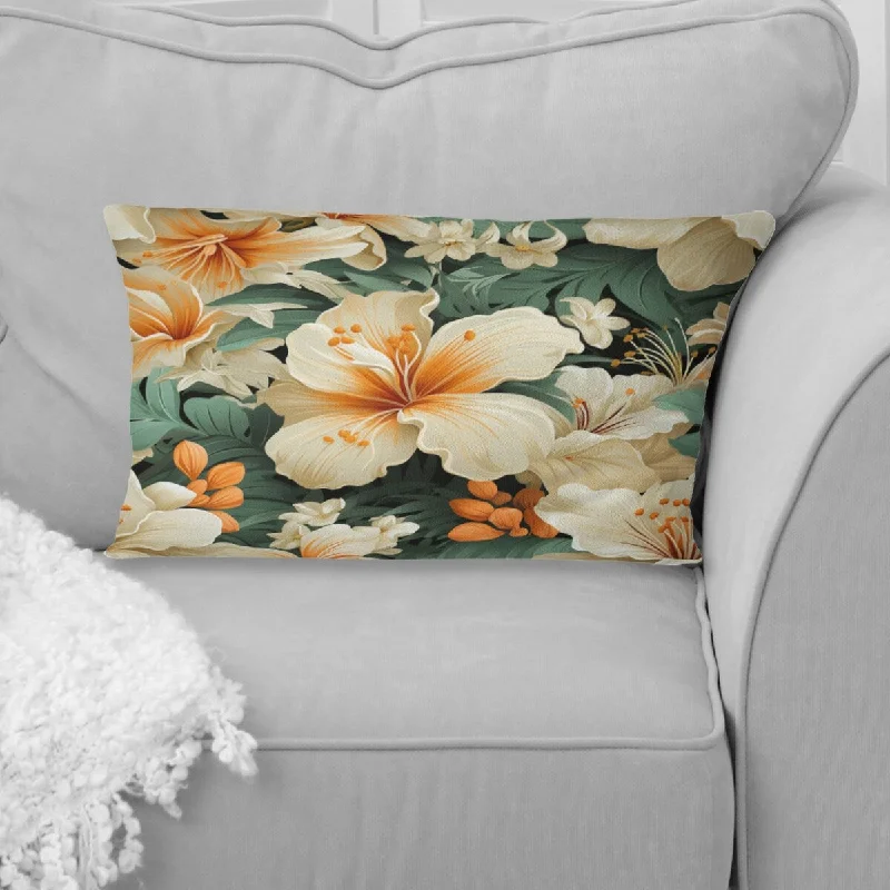 Designart "Mango Bloom Tropical Pattern IV" Tropical Printed Throw Pillow