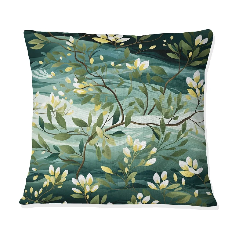 Designart "Mangrove Serenity Tropical Pattern III" Tropical Printed Throw Pillow