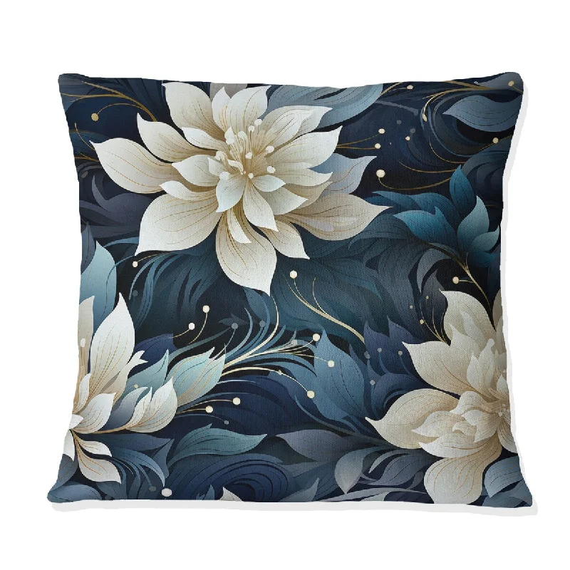 Designart "Midnight Mirage Moody Patterns" Floral Printed Throw Pillow