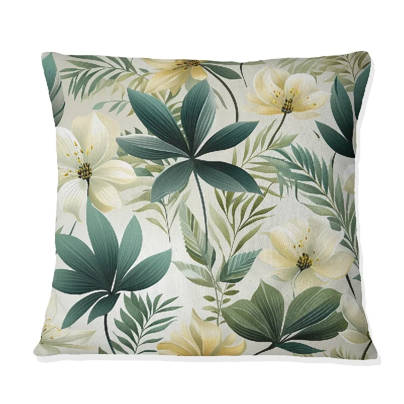 Designart "Minimalist Flora Tropical Pattern III" Tropical Printed Throw Pillow