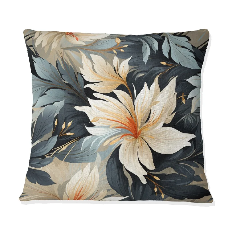 Designart "Monochrome Mirage Tropical Pattern II" Tropical Printed Throw Pillow