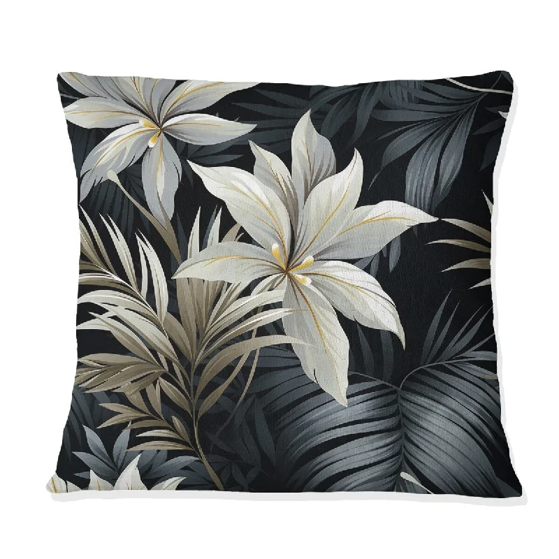 Designart "Monochrome Mirage Tropical Pattern" Tropical Printed Throw Pillow