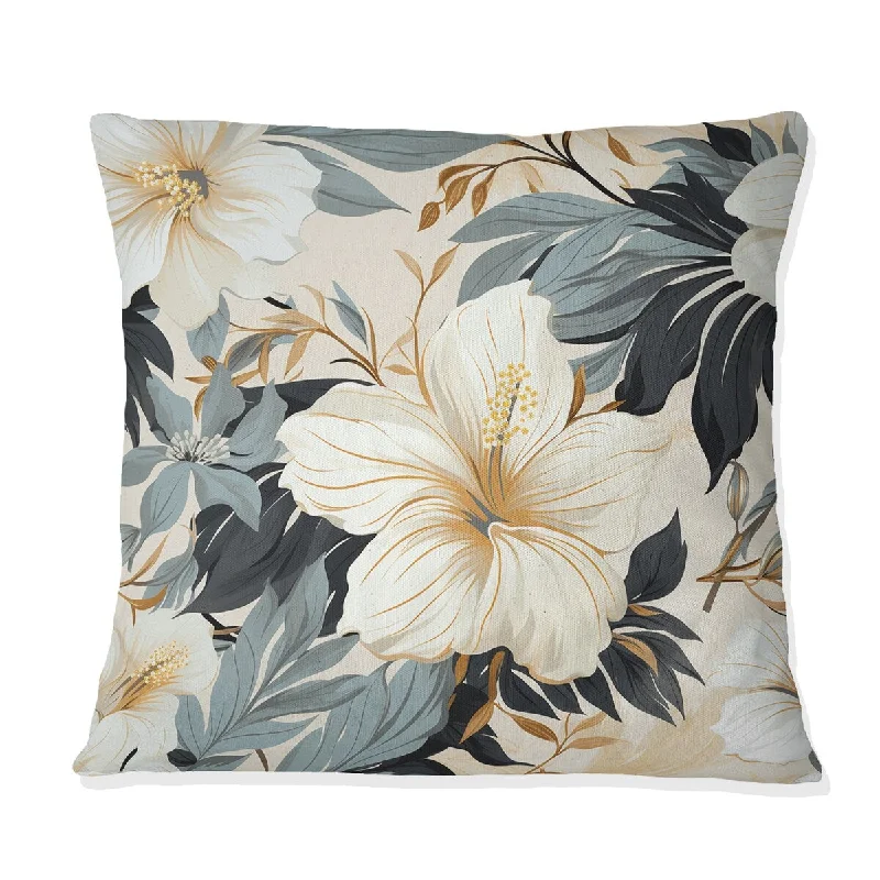 Designart "Monochrome Tropics Tropical Pattern IV" Tropical Printed Throw Pillow