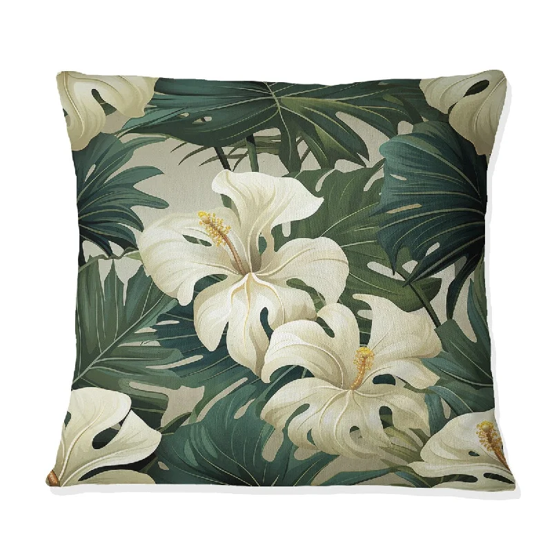 Designart "Monstera Elegance Tropical Pattern II" Tropical Printed Throw Pillow