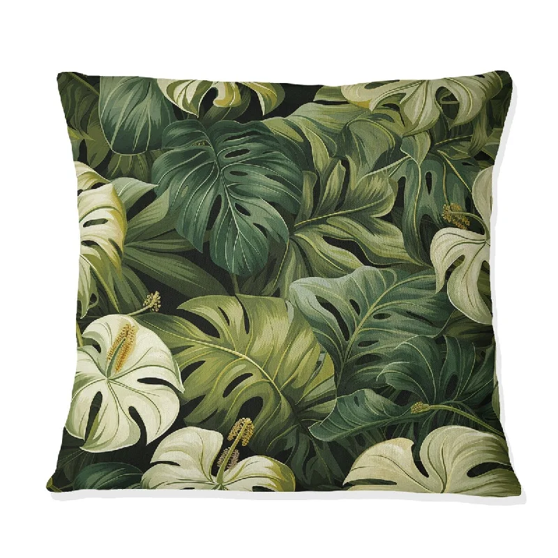 Designart "Monstera Elegance Tropical Pattern" Tropical Printed Throw Pillow