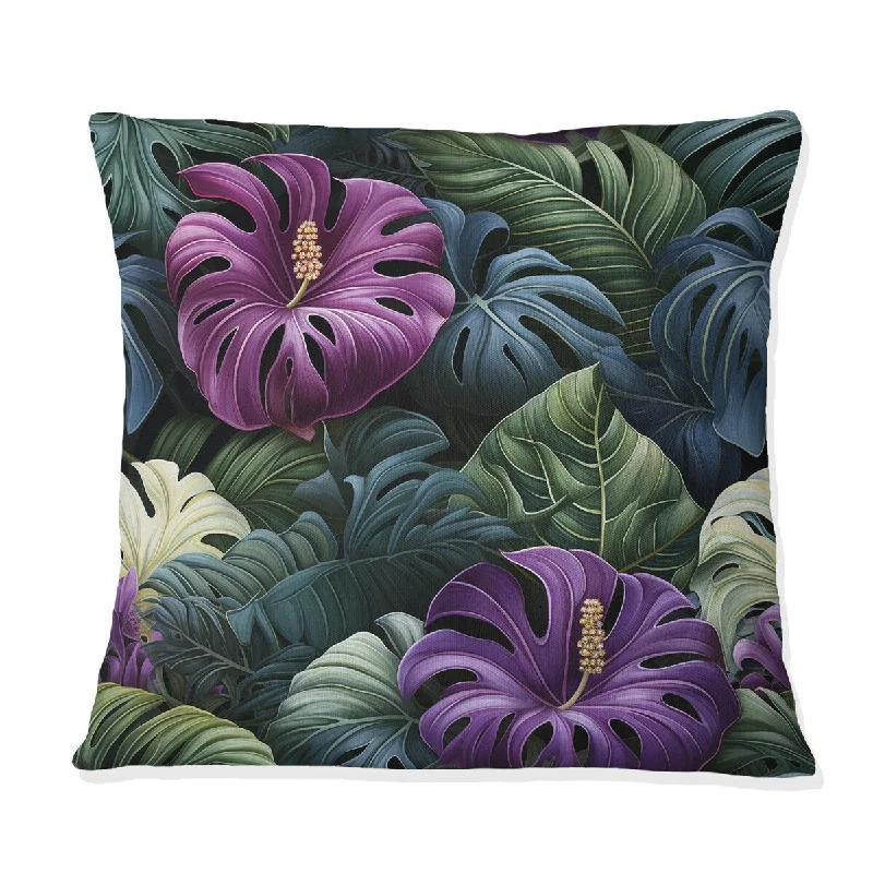 Designart "Monstera Enchantment Tropical Pattern I" Tropical Printed Throw Pillow