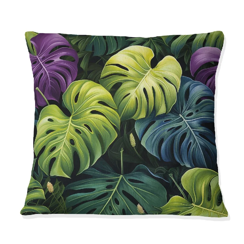 Designart "Monstera Enchantment Tropical Pattern II" Tropical Printed Throw Pillow