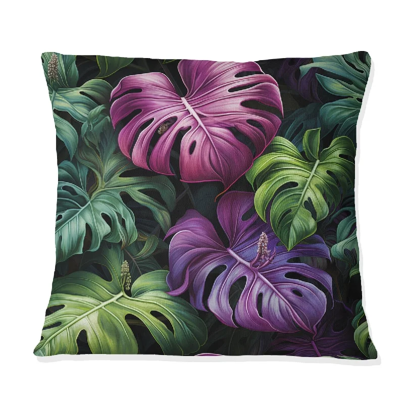 Designart "Monstera Enchantment Tropical Pattern III" Tropical Printed Throw Pillow