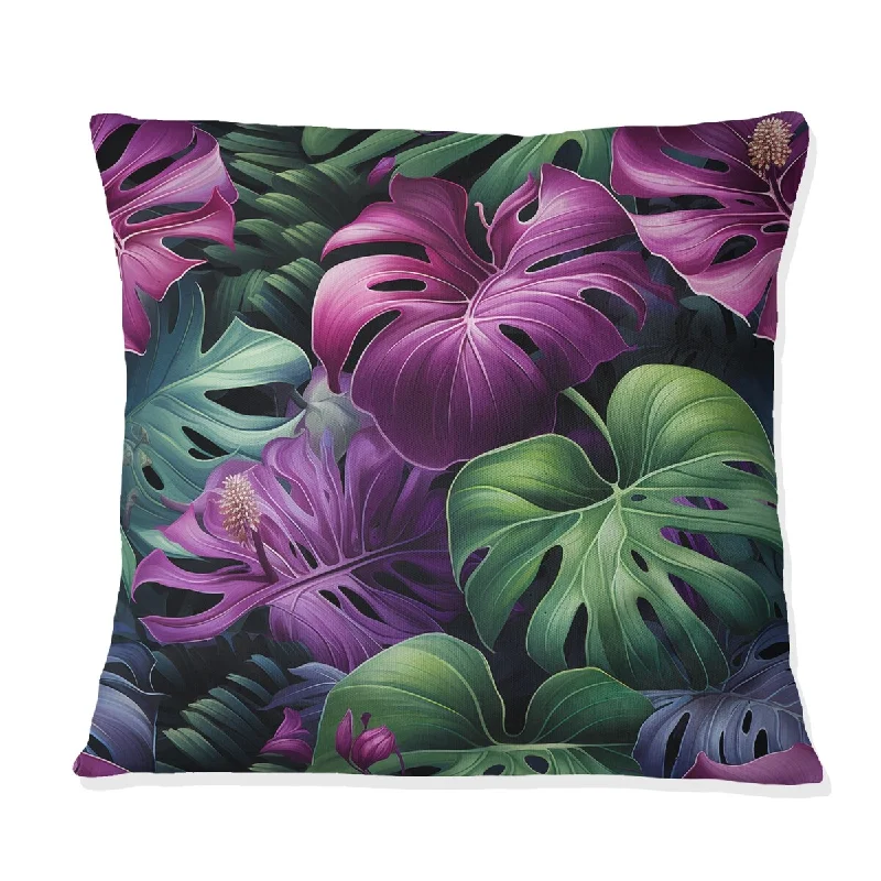 Designart "Monstera Enchantment Tropical Pattern" Tropical Printed Throw Pillow