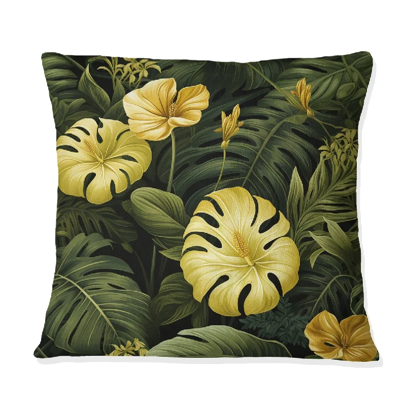 Designart "Monstera Magic Tropical Pattern I" Tropical Printed Throw Pillow