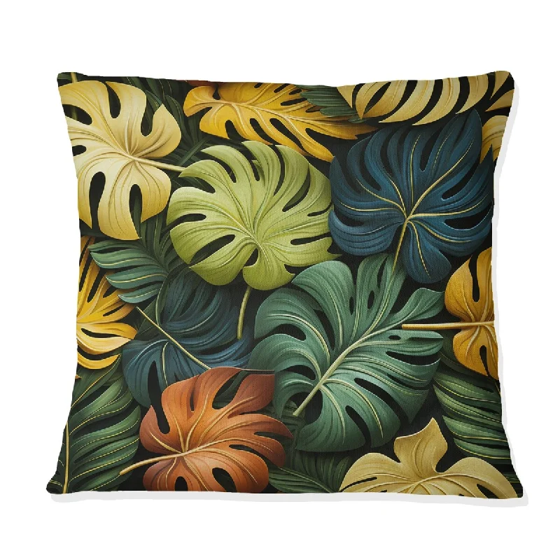 Designart "Monstera Magic Tropical Pattern II" Tropical Printed Throw Pillow