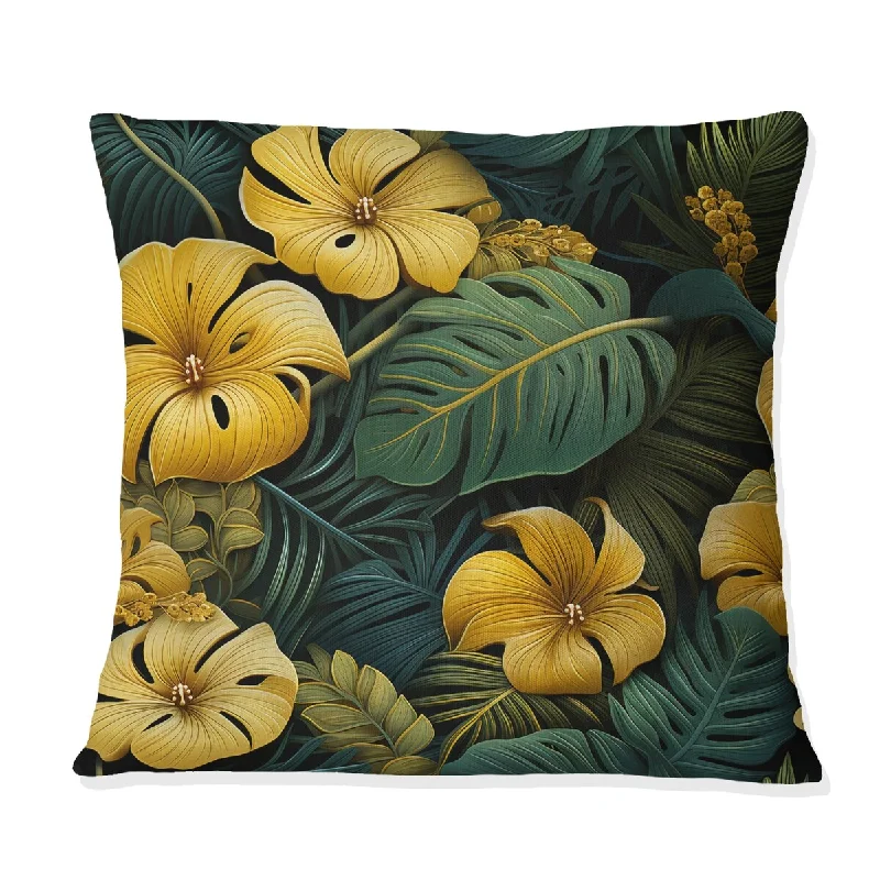 Designart "Monstera Magic Tropical Pattern IV" Tropical Printed Throw Pillow