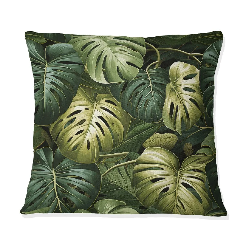 Designart "Monstera Mirage Tropical Pattern" Tropical Printed Throw Pillow