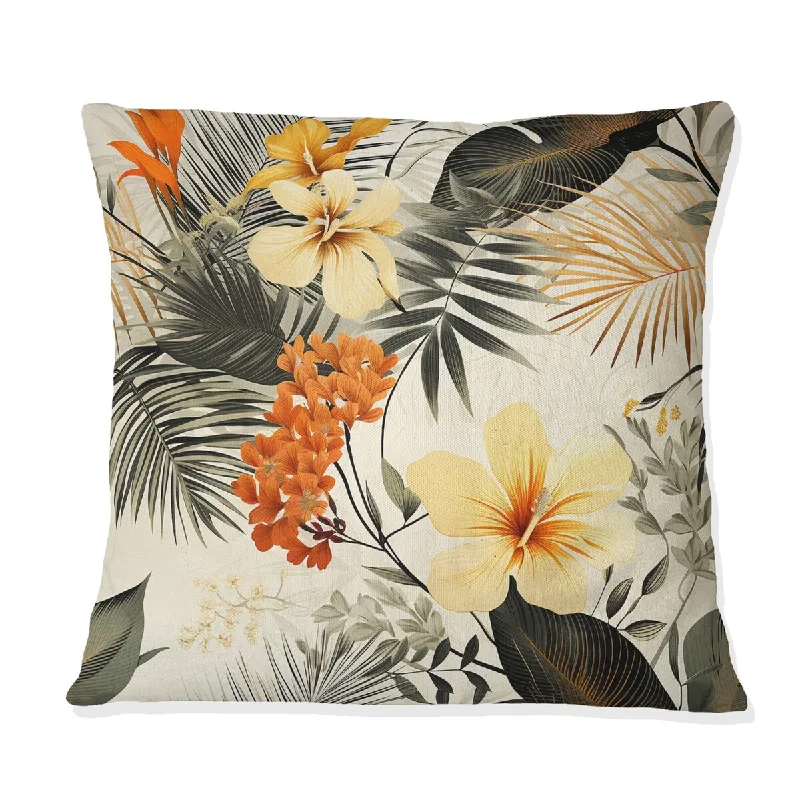 Designart "Natural Geometry Tropical Pattern" Tropical Printed Throw Pillow