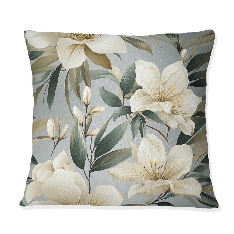 Designart "Natural Tranquility Tropical Pattern I" Tropical Printed Throw Pillow