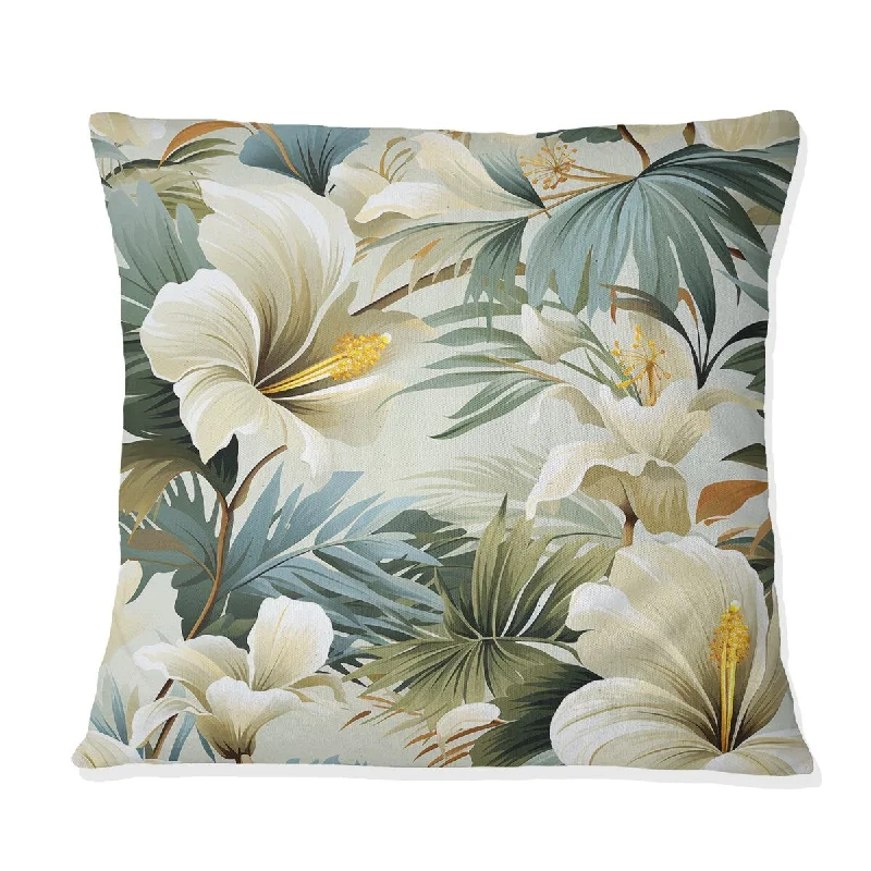 Designart "Natural Tranquility Tropical Pattern" Tropical Printed Throw Pillow