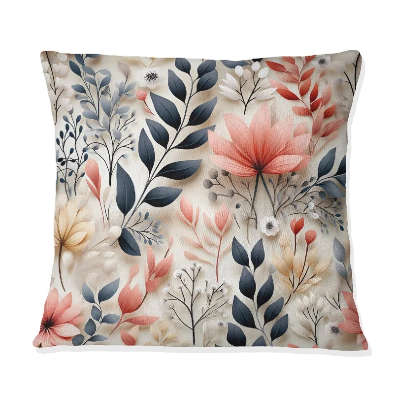 Designart "Neutral Foliage I" Plants Printed Throw Pillow