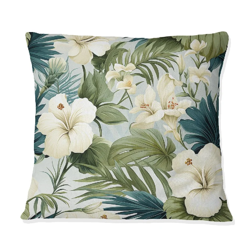 Designart "Neutral Oasis Iii Tropical Pattern I" Tropical Printed Throw Pillow