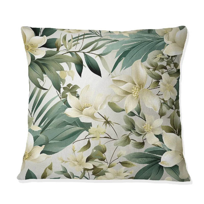 Designart "Neutral Oasis Iii Tropical Pattern II" Tropical Printed Throw Pillow