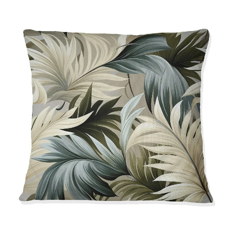 Designart "Neutral Oasis Tropical Pattern" Tropical Printed Throw Pillow