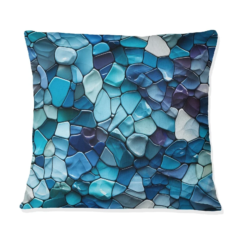 Designart "Ocean Blue Mosaic Turquoise" Tropical Printed Throw Pillow