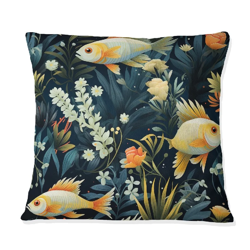 Designart "Ocean Odyssey Tropical Pattern III" Coastal Printed Throw Pillow