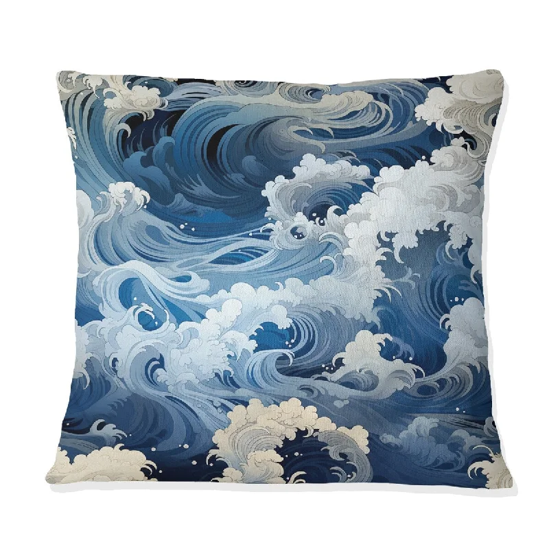 Designart "Oceanic Dreamscape Tropical Pattern III" Coastal Printed Throw Pillow