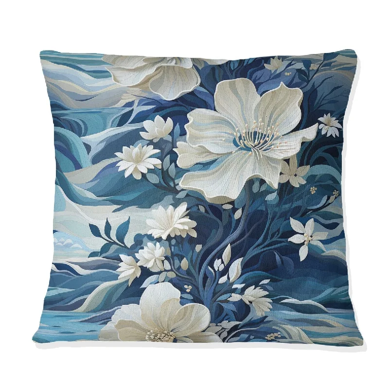 Designart "Oceanic Dreamscape Tropical Pattern IV" Tropical Printed Throw Pillow