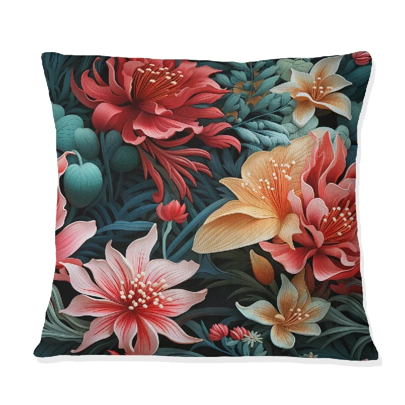 Designart "Oceanic Gardens Tropical Pattern I" Tropical Printed Throw Pillow