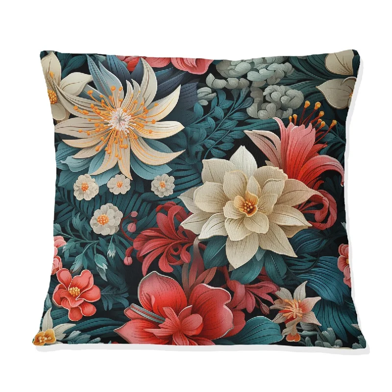 Designart "Oceanic Gardens Tropical Pattern II" Tropical Printed Throw Pillow