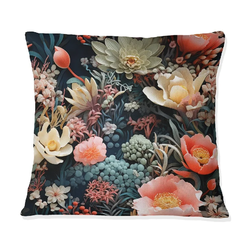 Designart "Oceanic Gardens Tropical Pattern" Tropical Printed Throw Pillow